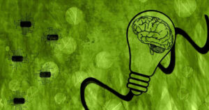 Mental models for decision making illustrated by a brain inside a lightbulb