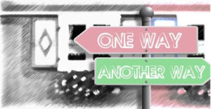 Opportunity cost decision making illustrated by choosing between two different paths