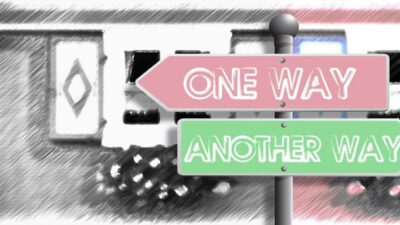 Opportunity cost decision making illustrated by choosing between two different paths