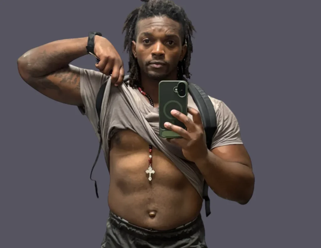 Mario McKenzie 45-day keto experiment final results showing detailed midsection fat loss and improved muscle definition
