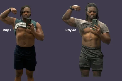 Mario McKenzie before and after photos showing 45-day keto diet experiment transformation results with visible fat loss